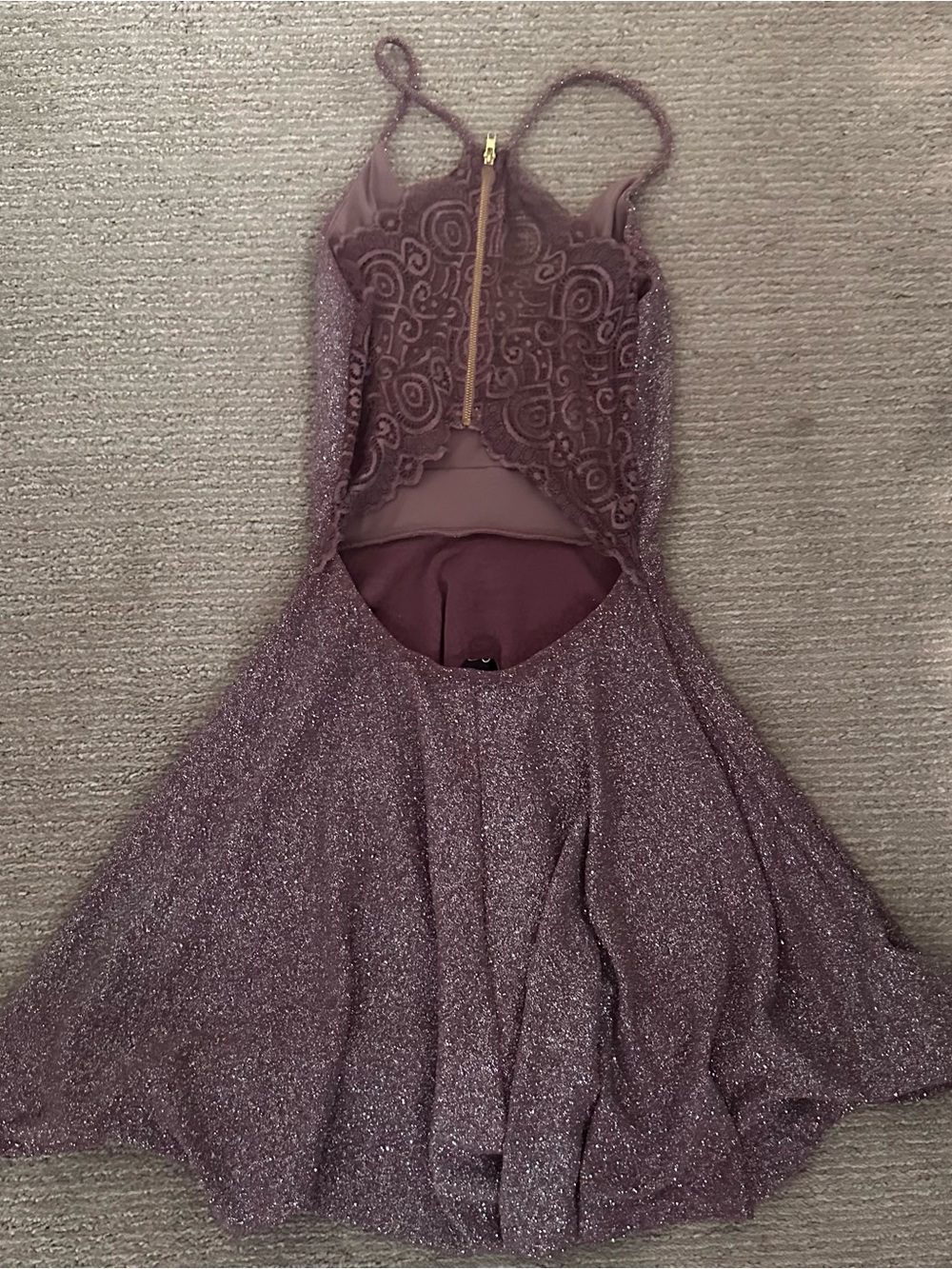 Windsor Mauve Sparkle Mini Dress with V-Neck - Picture 2 of 5